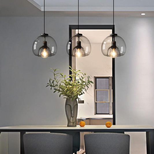 Minimalist Smoked Glass Pendant Light | Dome Shade