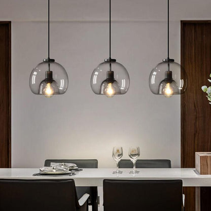 Minimalist Smoked Glass Pendant Light | Dome Shade