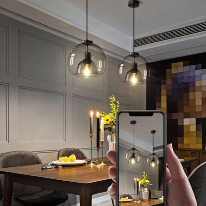 Minimalist Smoked Glass Pendant Light | Dome Shade