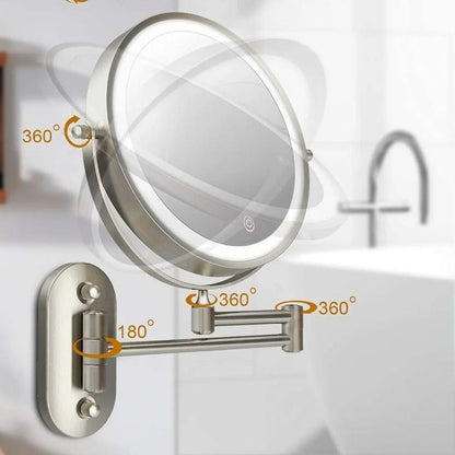 Wall Mounted Makeup Mirror | Double Sided Magnifying Swivel Extendable Arm