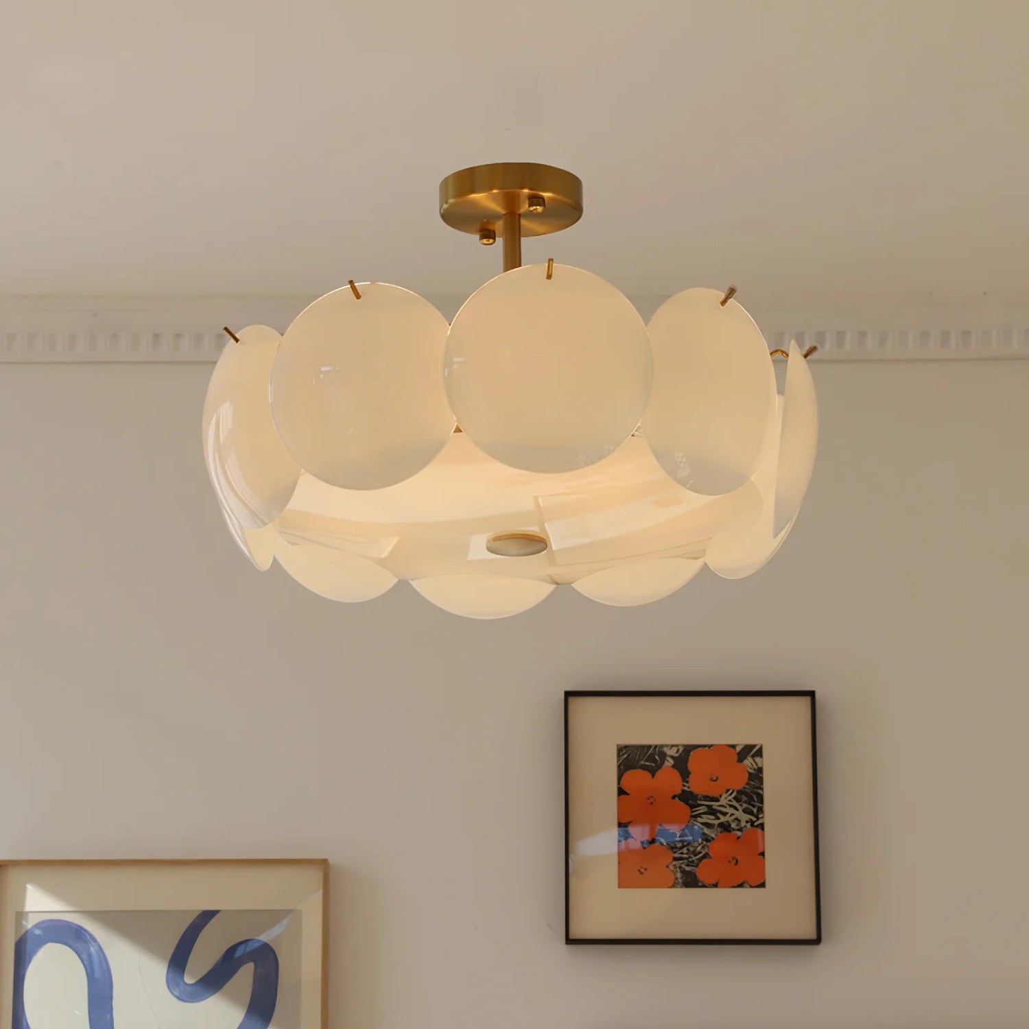 Semi Flush Ceiling Light | Decorative Disc Shade For Living Room & Bedroom