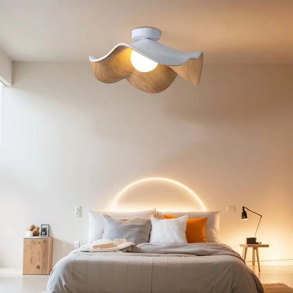 Scandinavian Lotus Ceiling Light | Sculptural Flush Mount For Bedroom And Living Room