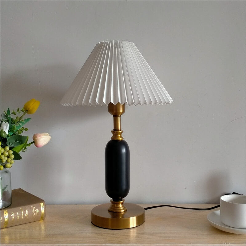 Pleated Table Lamp | Retro Bedside Lighting