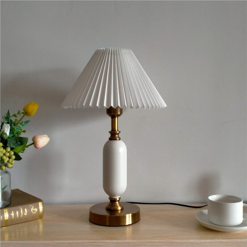 Pleated Table Lamp | Retro Bedside Lighting