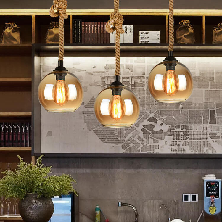 Industrial Globe Pendant Light | Dining Table & Kitchen Island Lighting