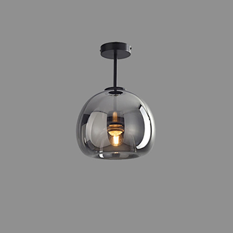 Modern Round Tempered Glass Ball Semi-Flush Mount Ceiling Light