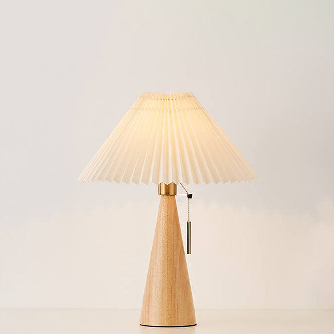 Japanese Minimalist Vintage Pleated Wooden LED Table Lamp