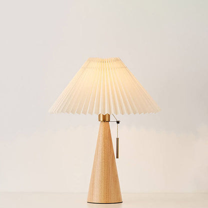 Japanese Minimalist Vintage Pleated Wooden LED Table Lamp