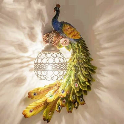Vintage Resin Peacock Ball Shade Wall Sconce Lamp
