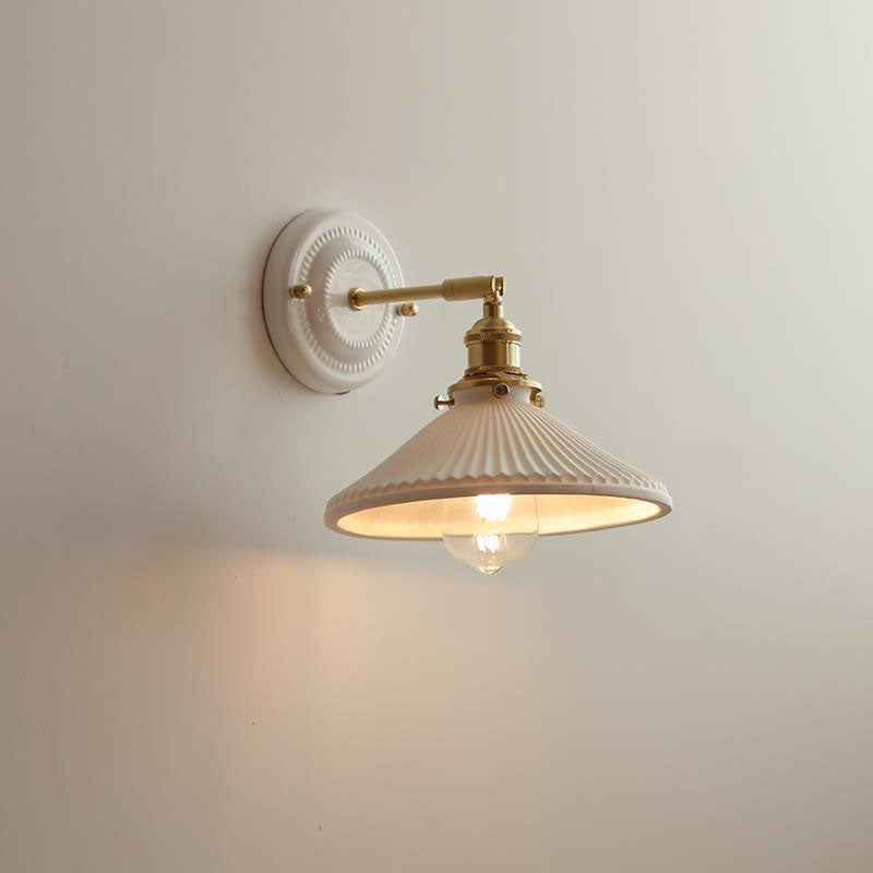 Vintage Japanese Ceramic Brass Wall Sconce Lamp