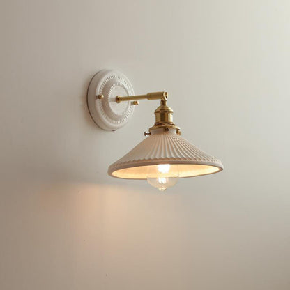 Vintage Japanese Ceramic Brass Wall Sconce Lamp