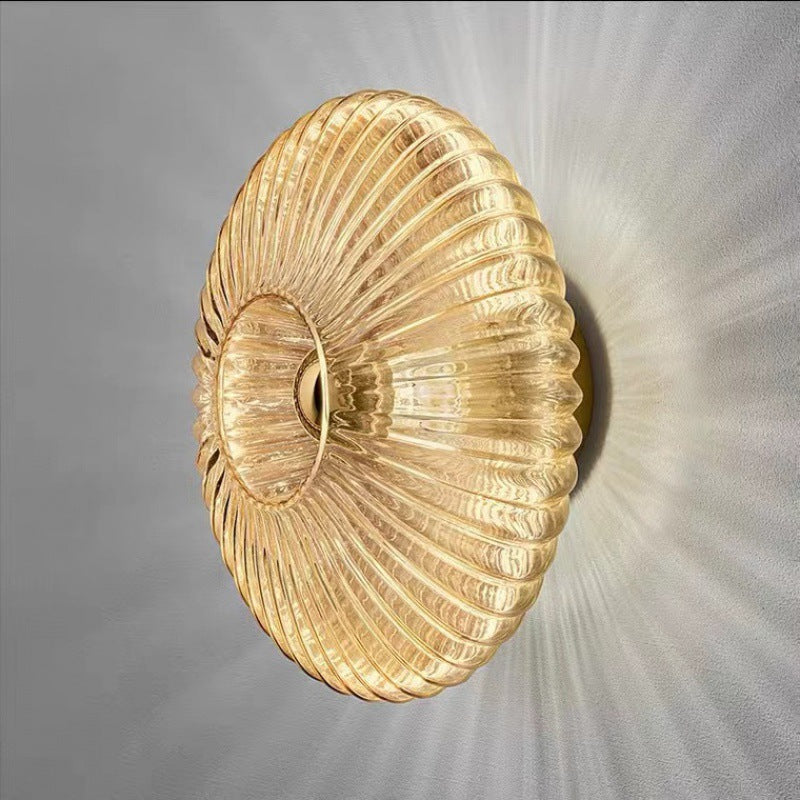 Nordic Vintage Striped Glass Round Wall Sconce Lamp