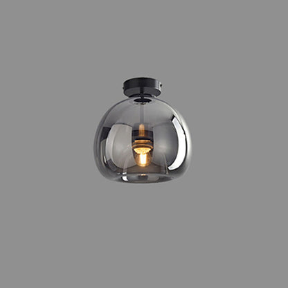 Modern Round Tempered Glass Ball Semi-Flush Mount Ceiling Light