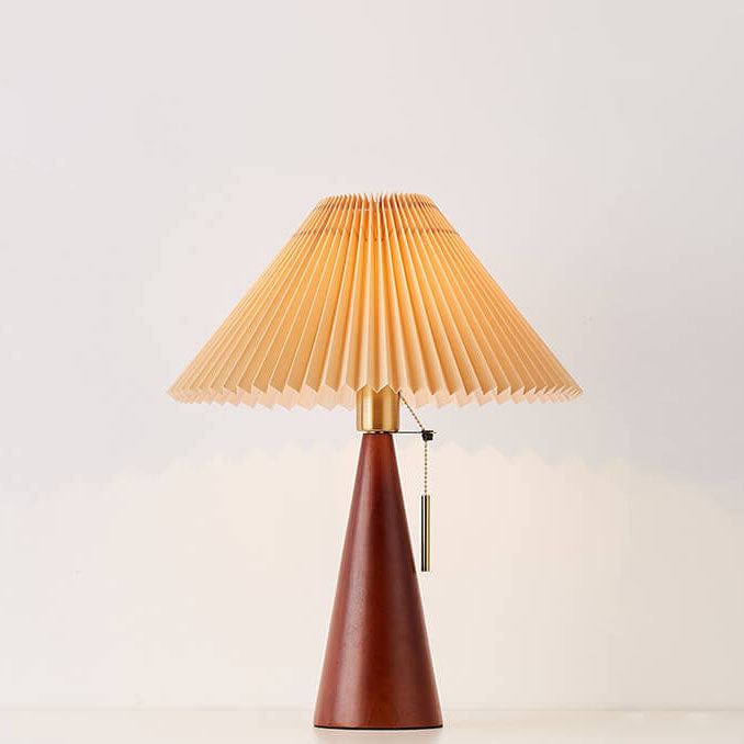 Japanese Minimalist Vintage Pleated Wooden LED Table Lamp
