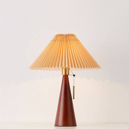 Japanese Minimalist Vintage Pleated Wooden LED Table Lamp