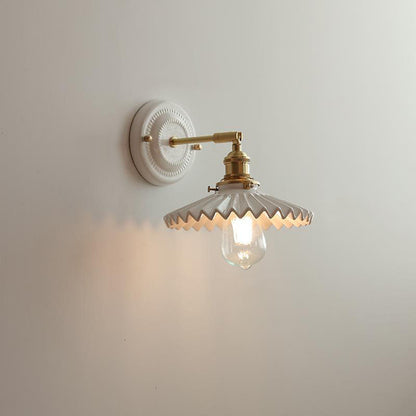 Vintage Japanese Ceramic Brass Wall Sconce Lamp