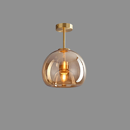 Modern Round Tempered Glass Ball Semi-Flush Mount Ceiling Light