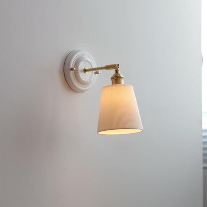 Vintage Japanese Ceramic Brass Wall Sconce Lamp
