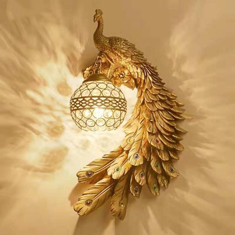 Vintage Resin Peacock Ball Shade Wall Sconce Lamp