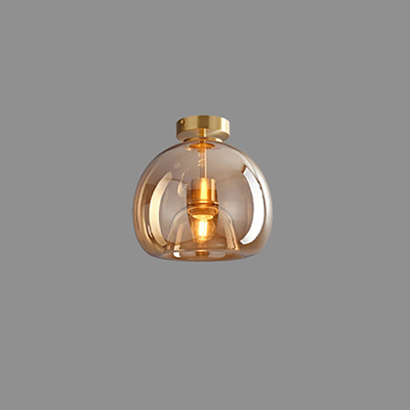 Modern Round Tempered Glass Ball Semi-Flush Mount Ceiling Light