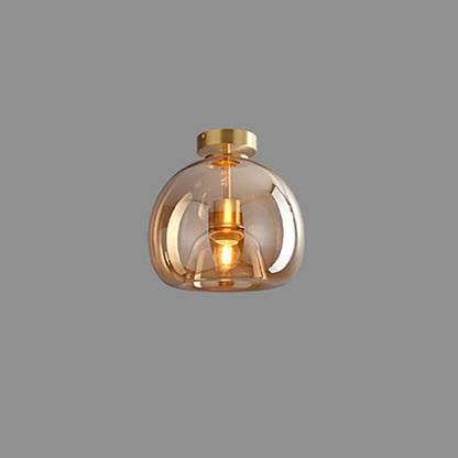 Modern Round Tempered Glass Ball Semi-Flush Mount Ceiling Light