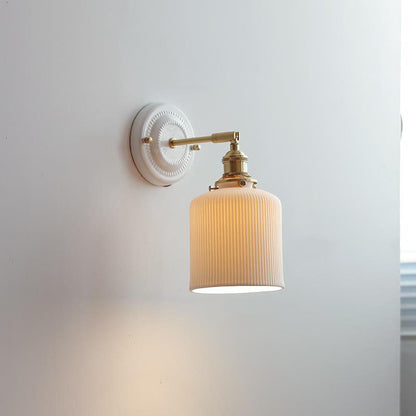 Vintage Japanese Ceramic Brass Wall Sconce Lamp