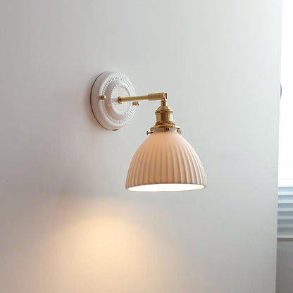 Vintage Japanese Ceramic Brass Wall Sconce Lamp
