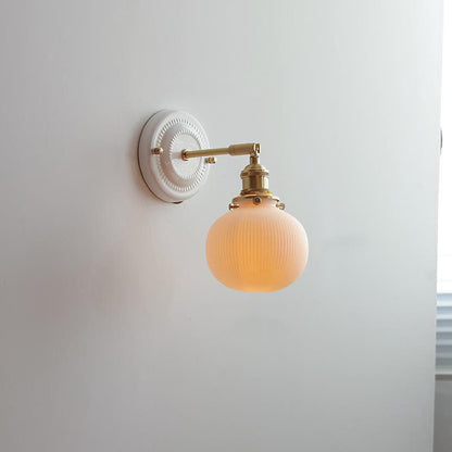 Vintage Japanese Ceramic Brass Wall Sconce Lamp