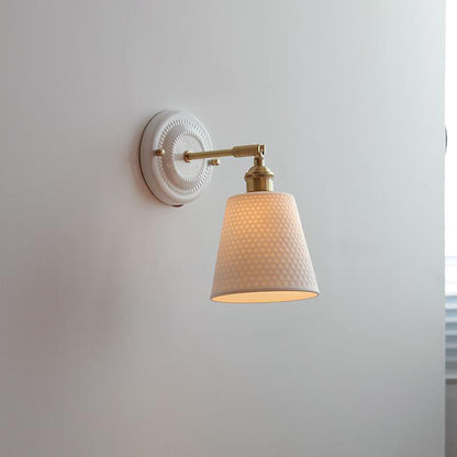 Vintage Japanese Ceramic Brass Wall Sconce Lamp