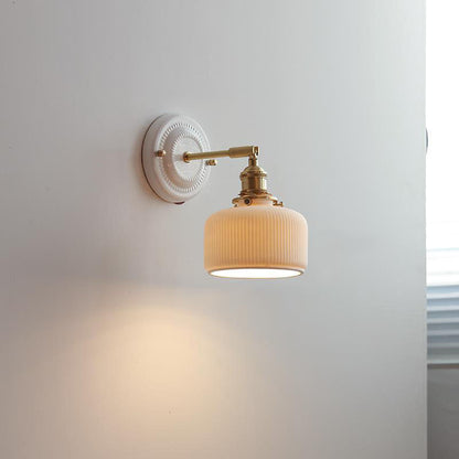 Vintage Japanese Ceramic Brass Wall Sconce Lamp