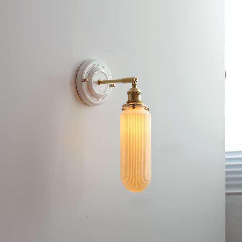Vintage Japanese Ceramic Brass Wall Sconce Lamp