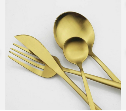 Modern Flatware Set | Sleek Metal Tableware Utensils