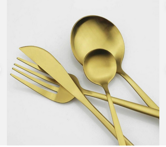 Modern Flatware Set | Sleek Metal Tableware Utensils