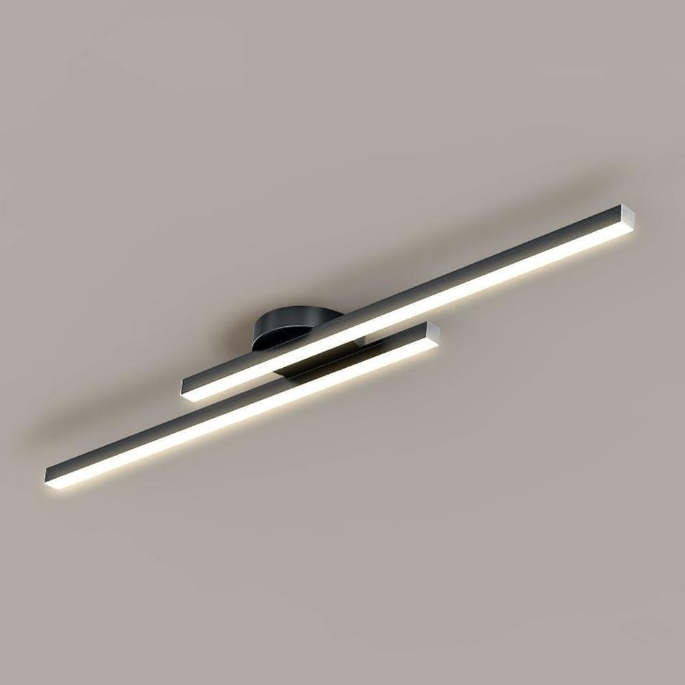 Linear Ceiling Light | Slim Double Bar Semi Flush For Living Room Bedroom Hallway
