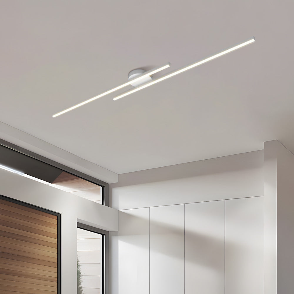 Linear Ceiling Light | Slim Double Bar Semi Flush For Living Room Bedroom Hallway