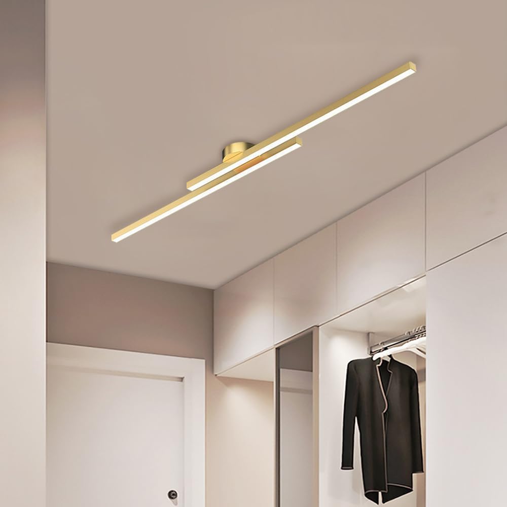 Linear Ceiling Light | Slim Double Bar Semi Flush For Living Room Bedroom Hallway