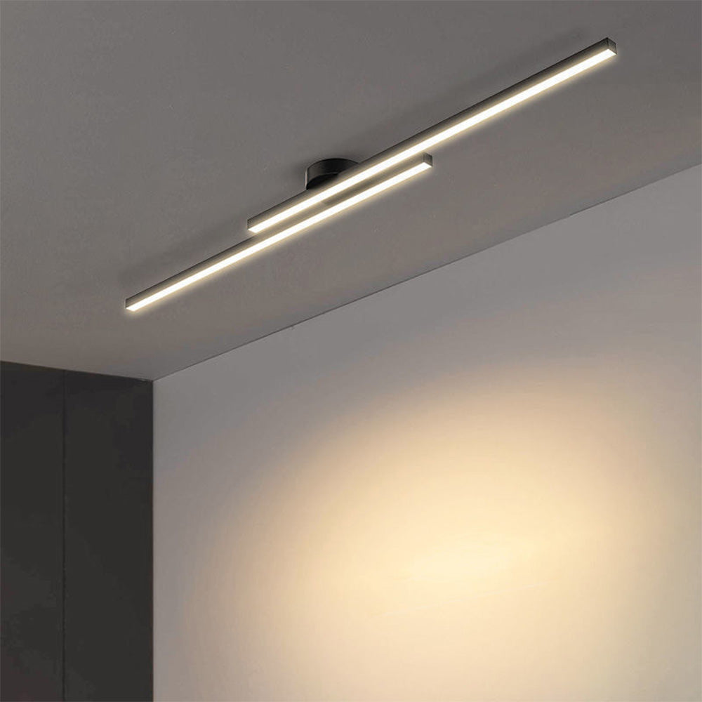 Linear Ceiling Light | Slim Double Bar Semi Flush For Living Room Bedroom Hallway