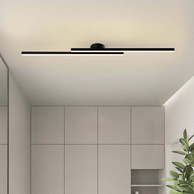 Linear Ceiling Light | Slim Double Bar Semi Flush For Living Room Bedroom Hallway
