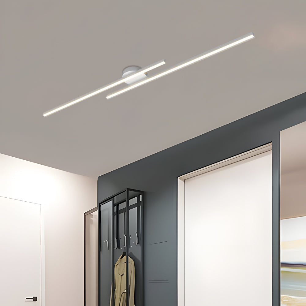 Linear Ceiling Light | Slim Double Bar Semi Flush For Living Room Bedroom Hallway