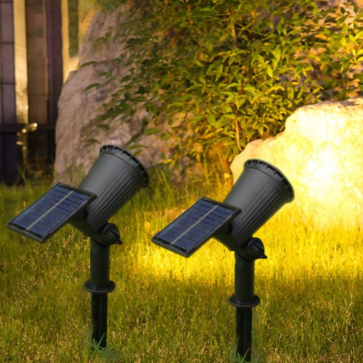 Solar Garden Spotlights | Adjustable Angle Multicolour LED Set Of 2 For Pathway Patio