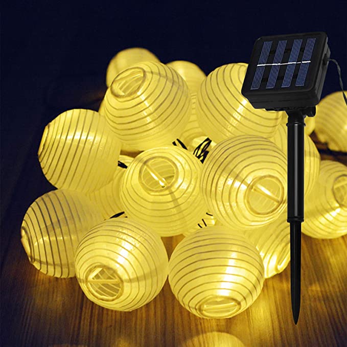 Solar Lantern String Outdoor Lights | Dusk Sensor Waterproof Outdoor Garden & Patio