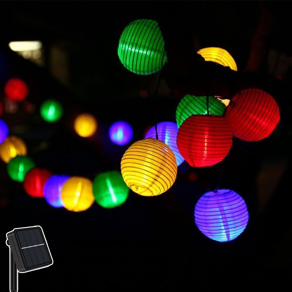 Solar Lantern String Outdoor Lights | Dusk Sensor Waterproof Outdoor Garden & Patio
