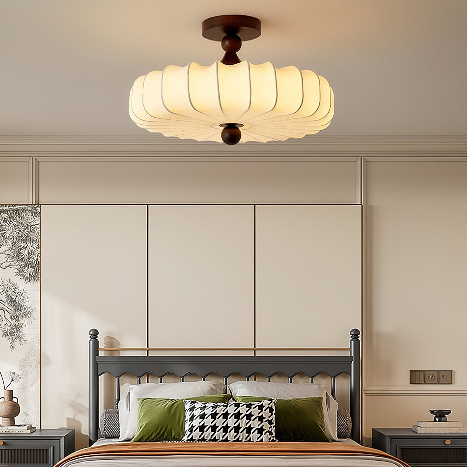 Japandi Ceiling Light | Semi Flush Mount For Bedroom Living Room