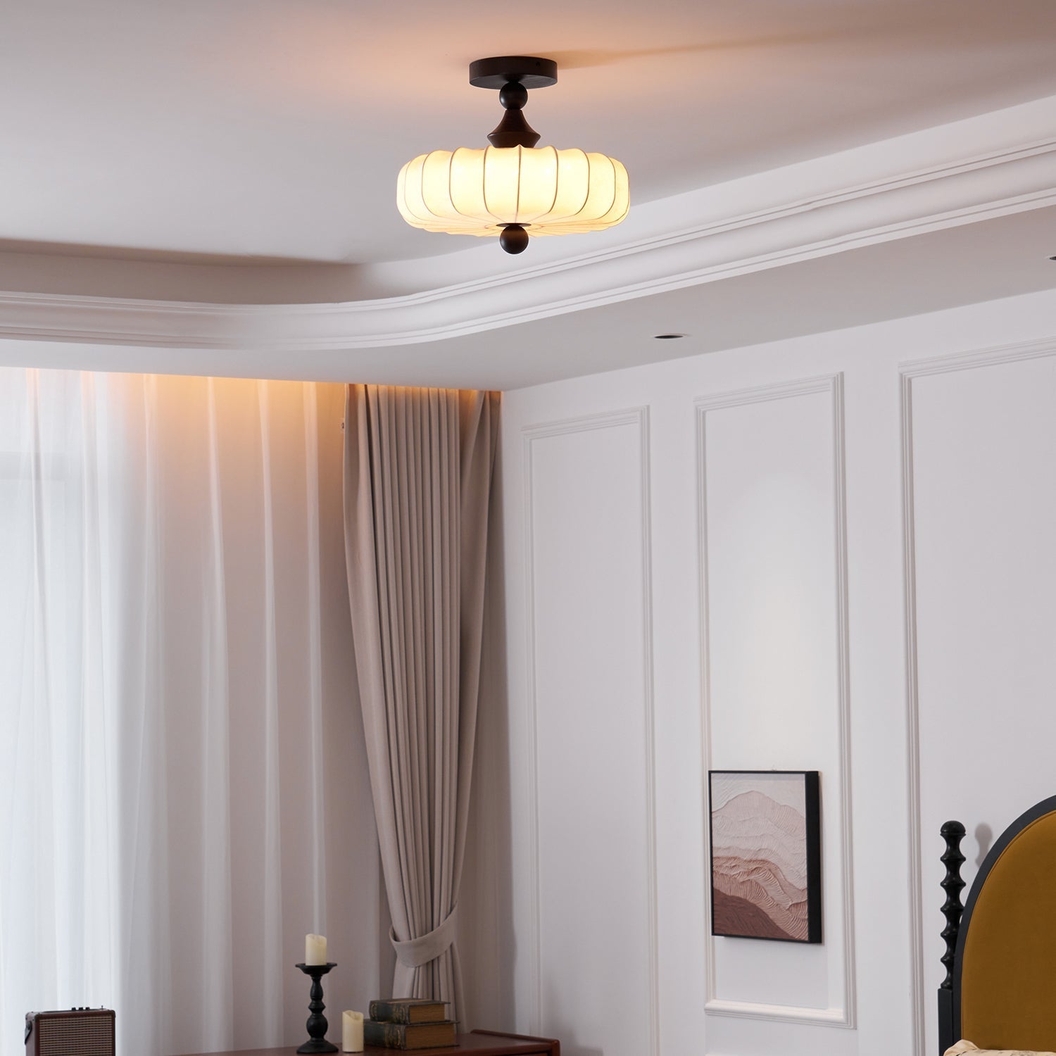 Japandi Ceiling Light | Semi Flush Mount For Bedroom Living Room