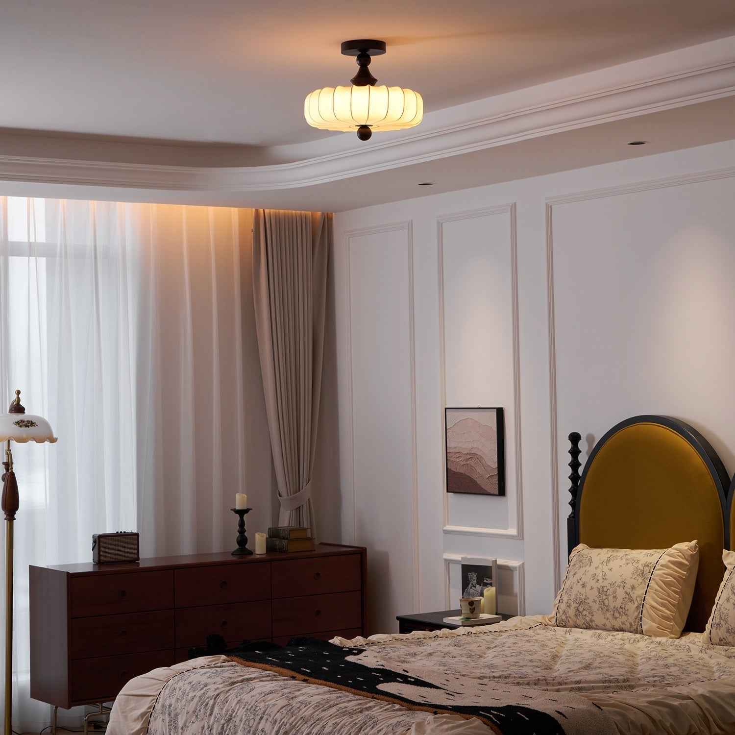 Japandi Ceiling Light | Semi Flush Mount For Bedroom Living Room