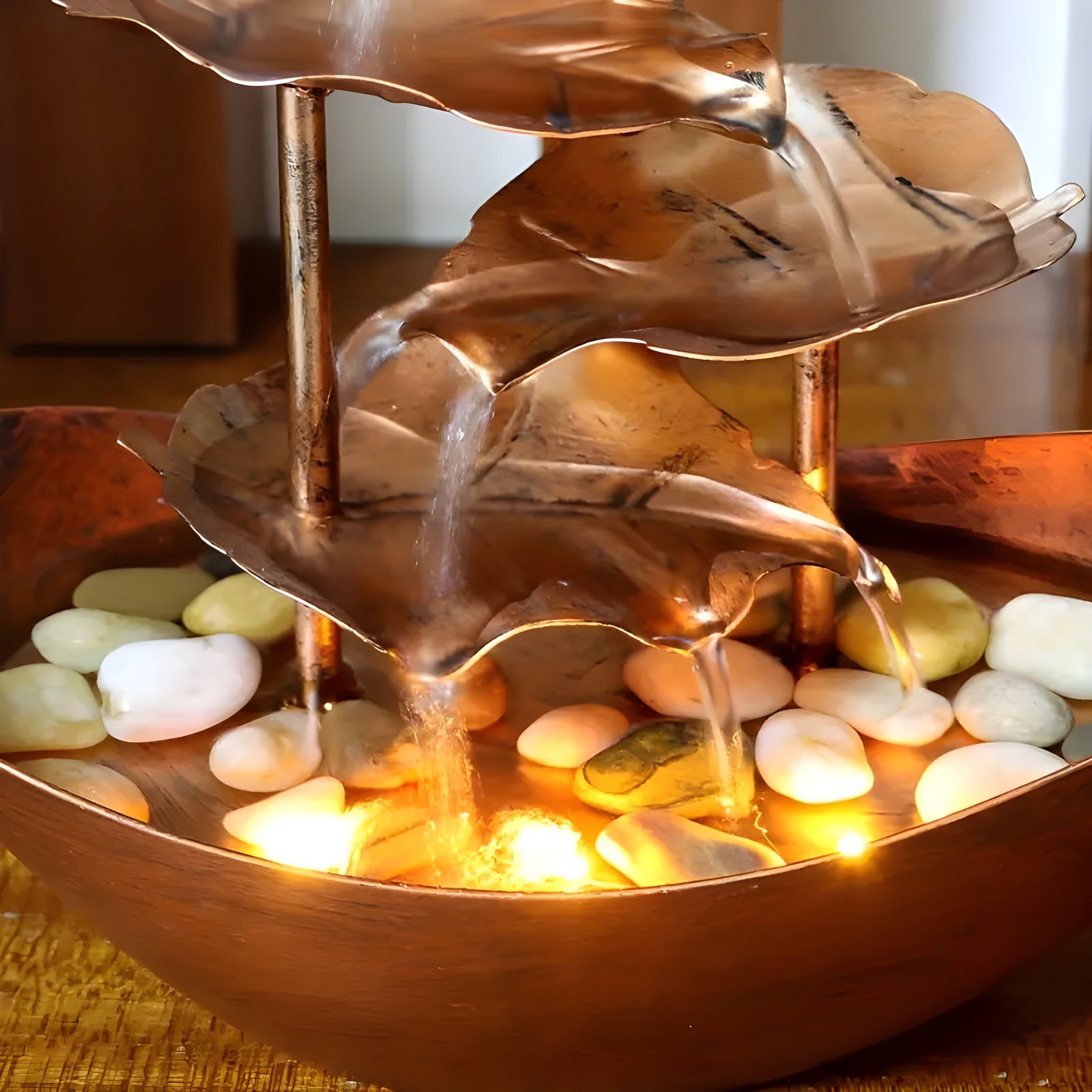 Tabletop Water Fountain | Cascading Leaf Design