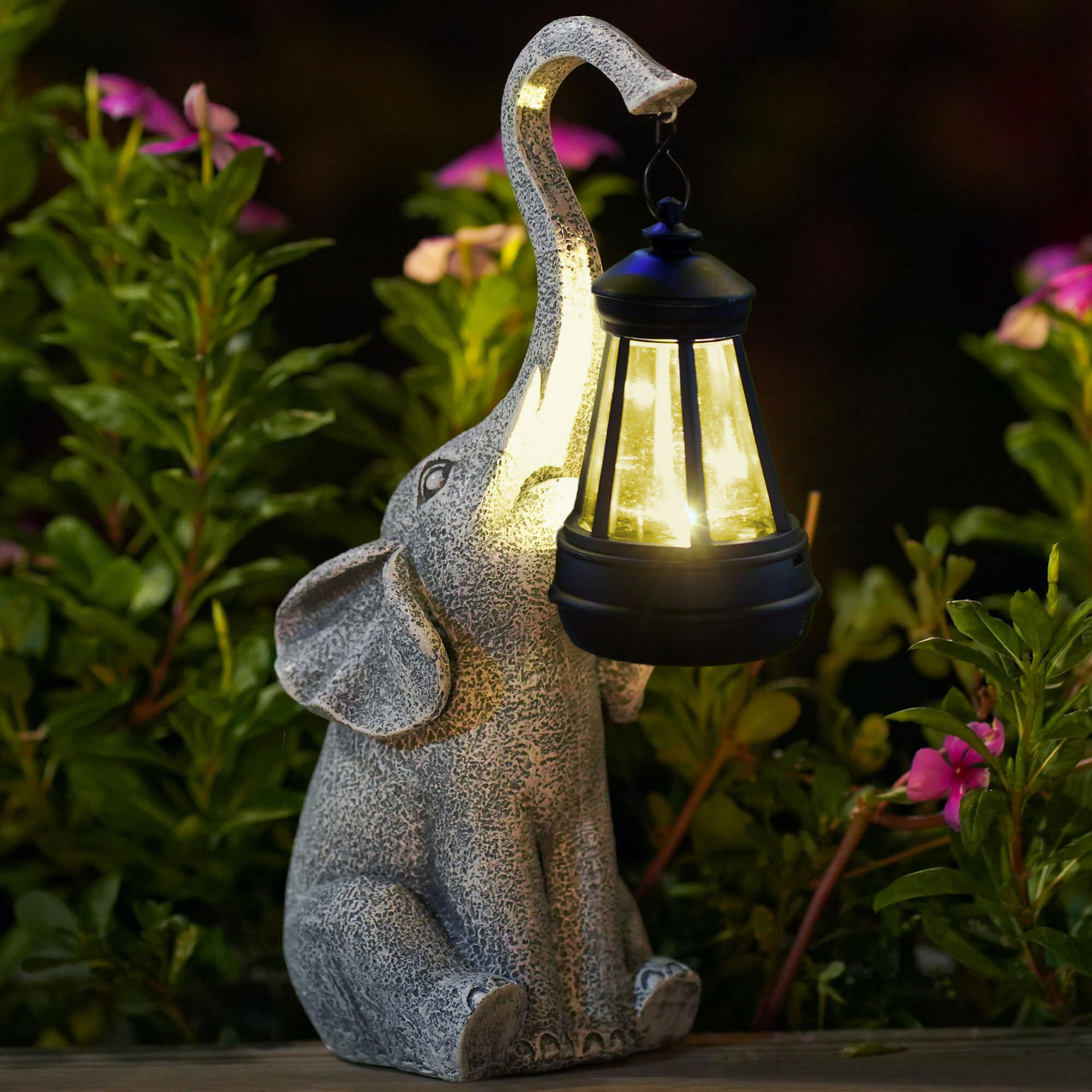 Solar Elephant Garden Light | Outdoor Statue Lantern