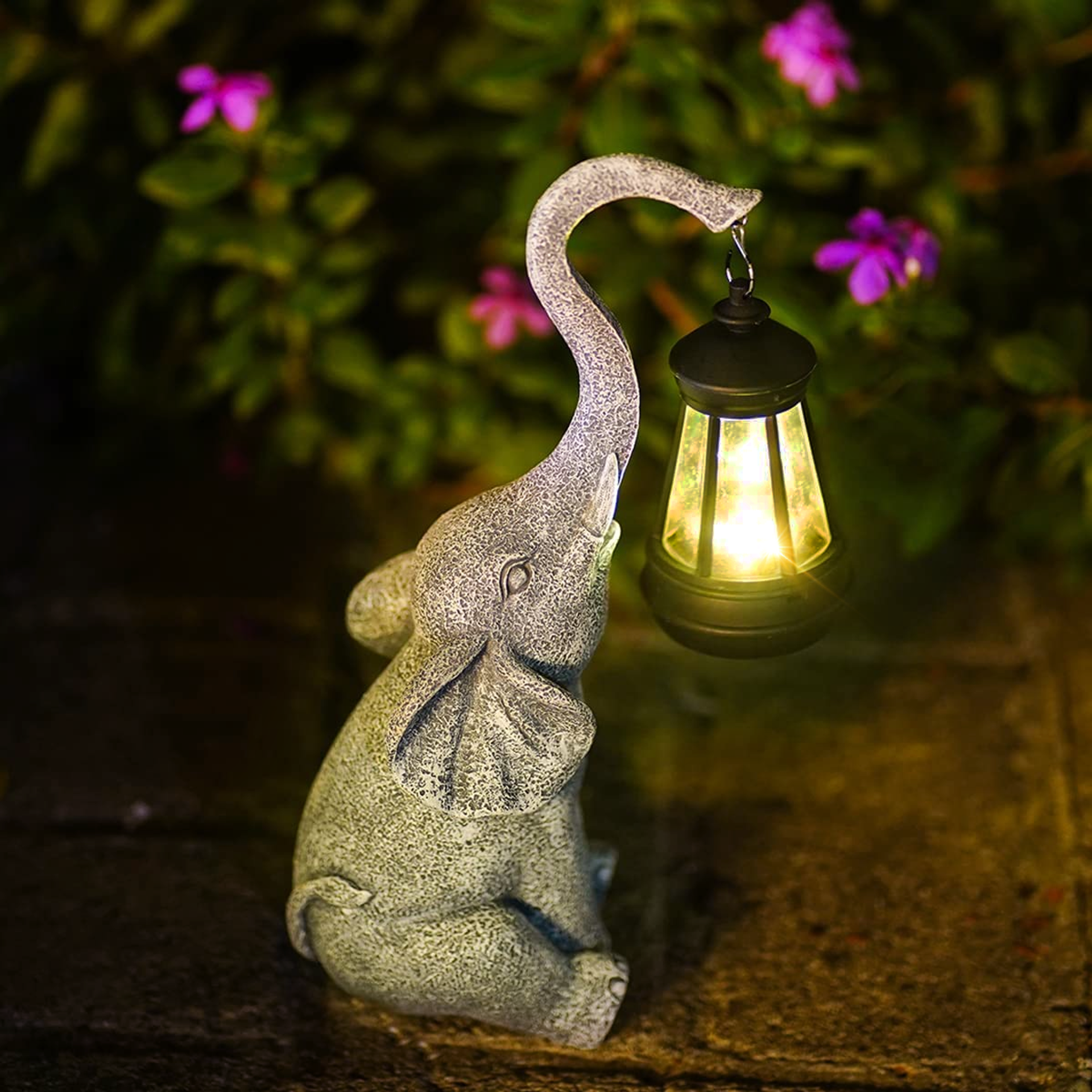 Solar Elephant Garden Light | Outdoor Statue Lantern