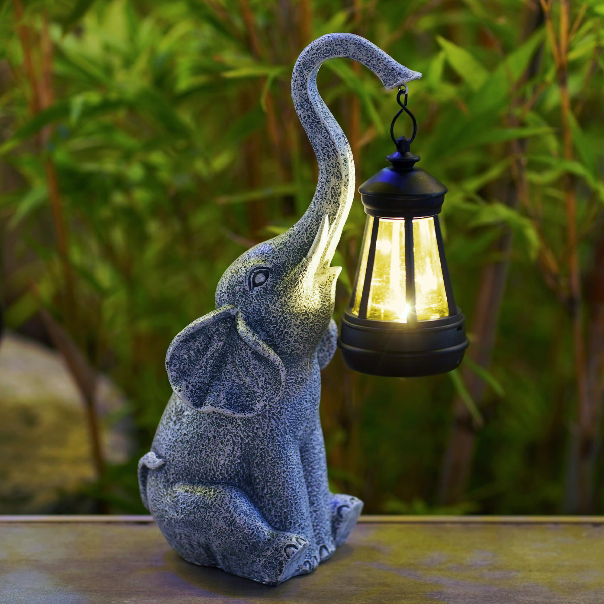 Solar Elephant Garden Light | Outdoor Statue Lantern