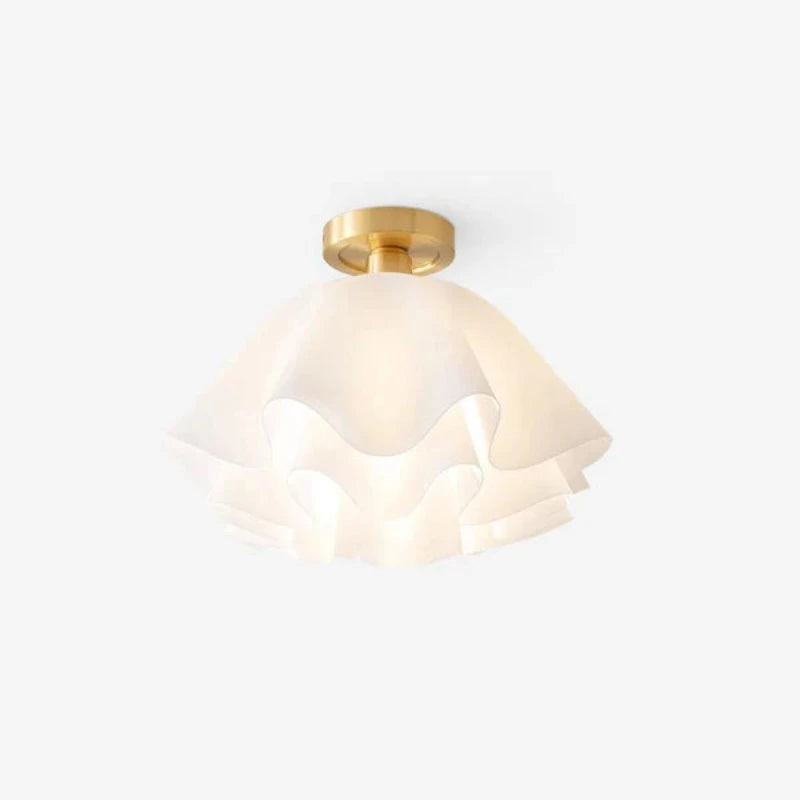 Flower Ceiling Light | Ruffled Shade Semi Flush For Bedroom Living Room